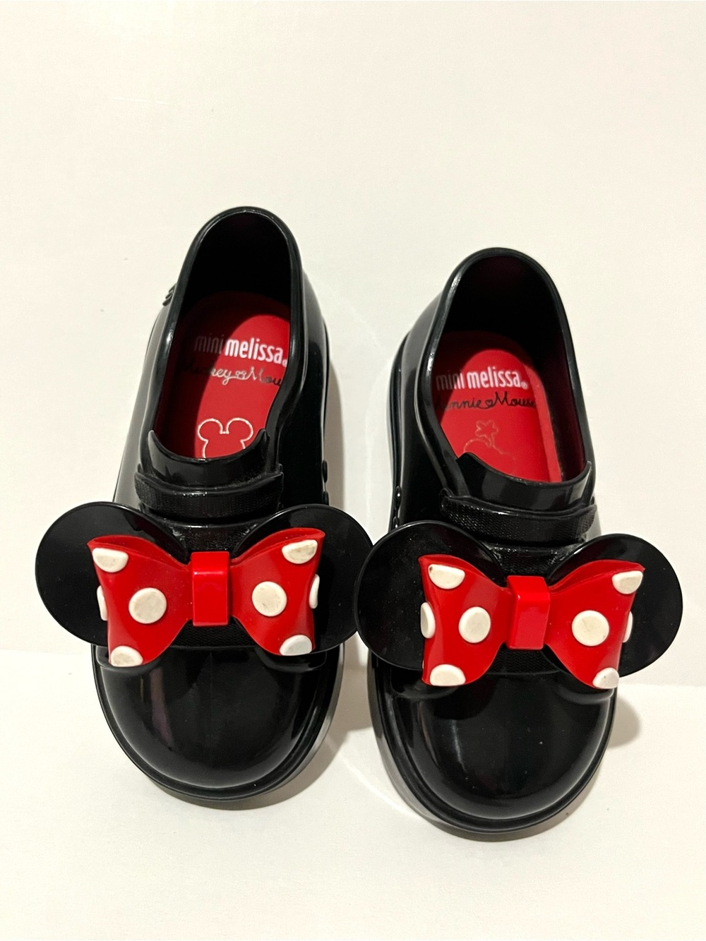 Mini Melissa Kids' Black Minnie Mouse Bow Slip-On Shoes